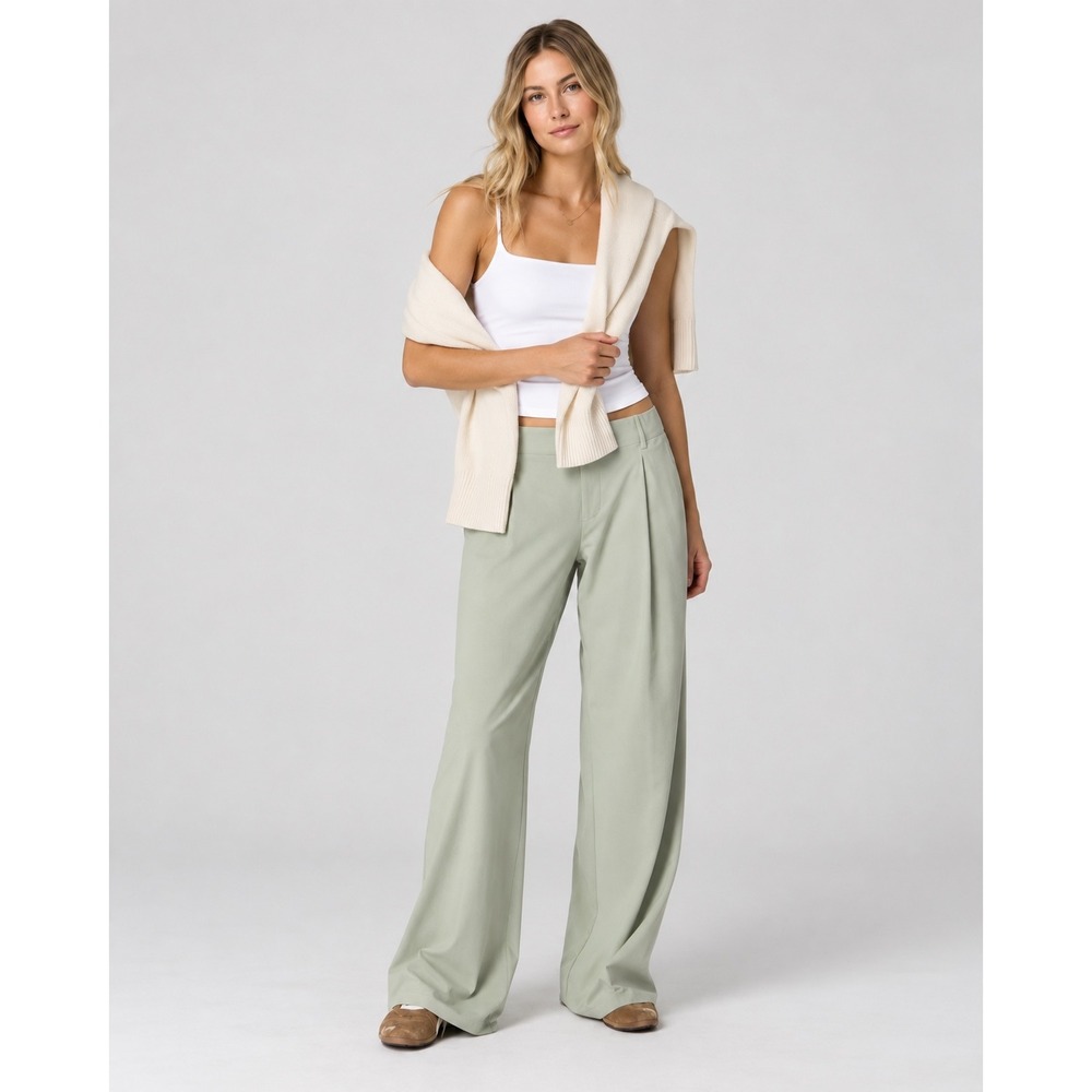 Vuori Villa Wide Leg Trousers in Sweet Pea Pleated Pants Women NEW Small